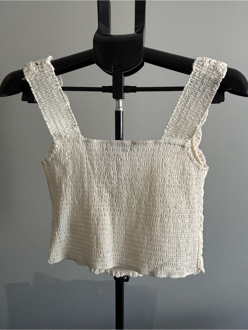 Francesca's Collections Cream Crochet Crop Tank - Picture 2 of 3